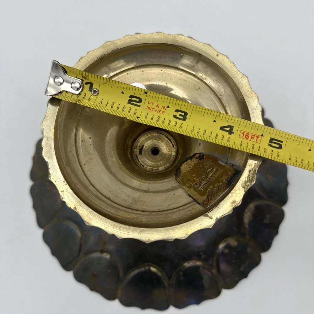 Vintage Antique Mottahedeh Brass Footed Candy Dish Decor Holder 4